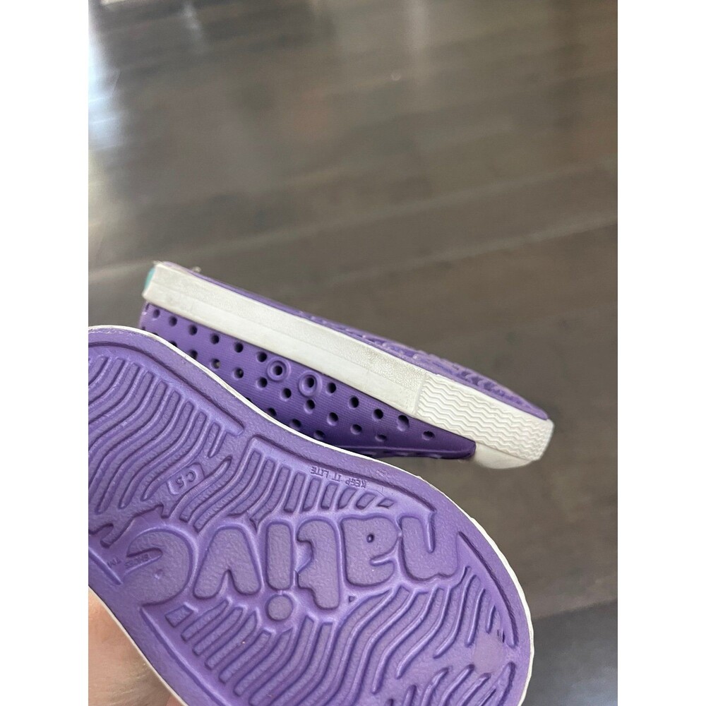Native Little Girls Jefferson Lilac Rubber Waterproof No Lace Slip On Shoe Sz C5 - Picture 5 of 5